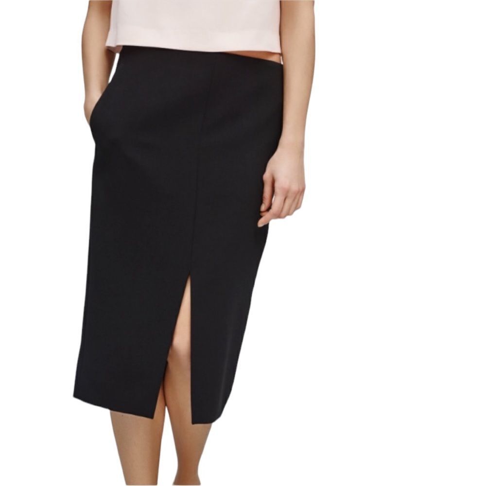Aritzia Babaton Jax Midi Pencil Skirt Black Size 00